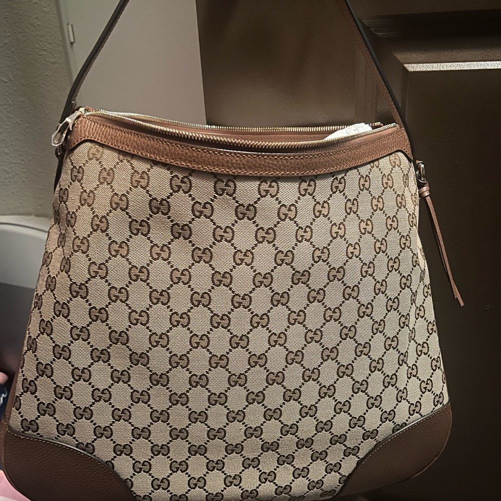 Gucci Brown Bree GG Canvas Shoulder Bag